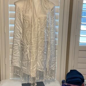 Charming Charlie White Fringed Wrap